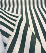 Sunbrella Mason Forest Green Acrylic Fabric - Forest Green And White Stripe, 54" Width (1 Yard)