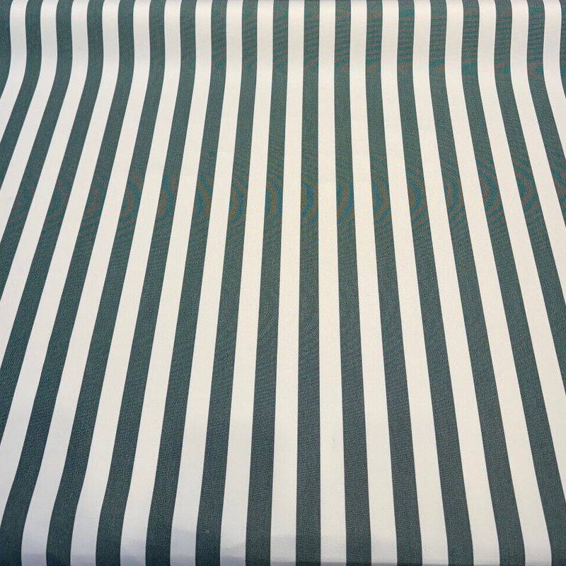 Sunbrella Mason Forest Green Acrylic Fabric - Forest Green And White Stripe, 54" Width (1 Yard)