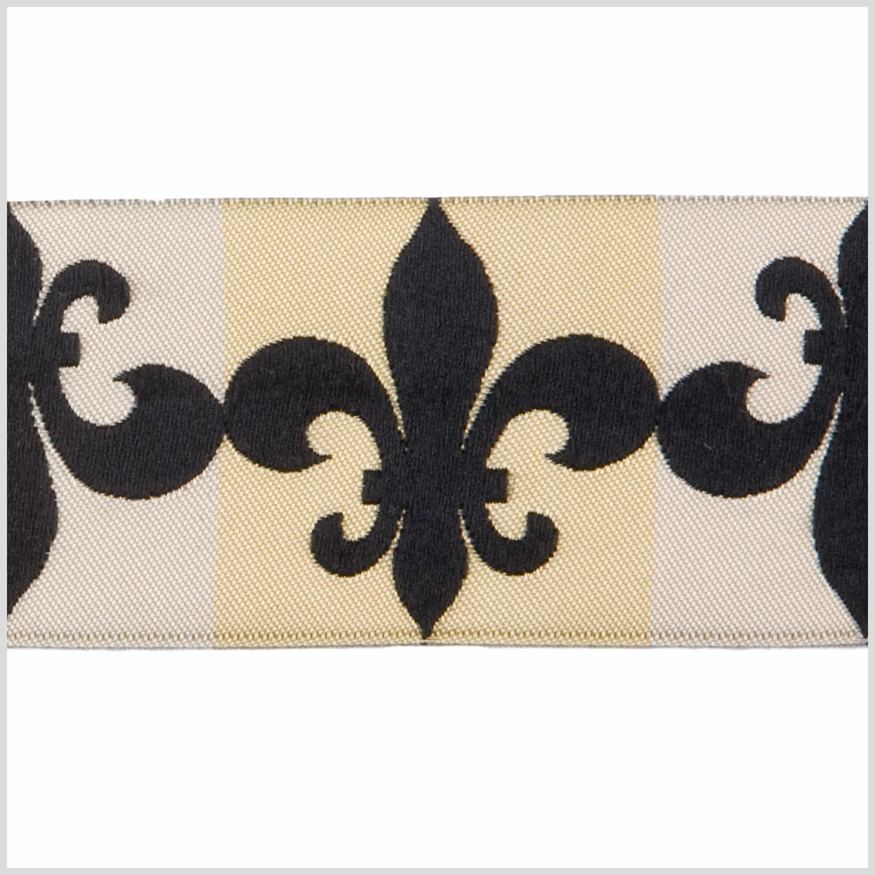 1.5" Cream/Black French Jacquard Ribbon