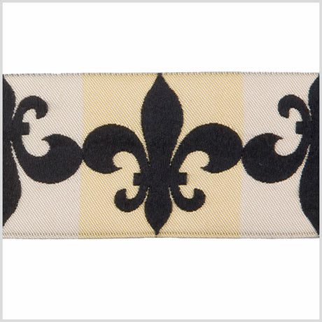 1.5" Cream/Black French Jacquard Ribbon