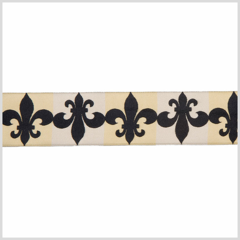 1.5" Cream/Black French Jacquard Ribbon