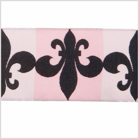 1.5" Baby Pink/Black French Jacquard Ribbon