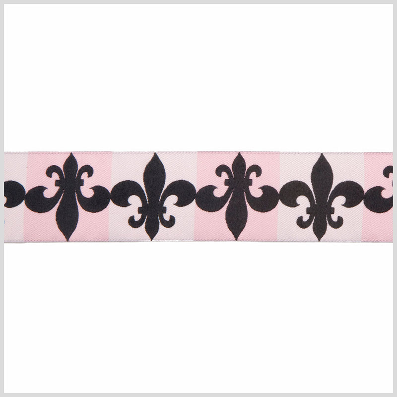 1.5" Baby Pink/Black French Jacquard Ribbon