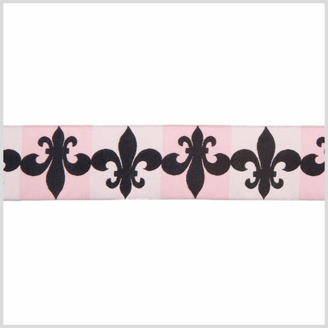 1.5" Baby Pink/Black French Jacquard Ribbon