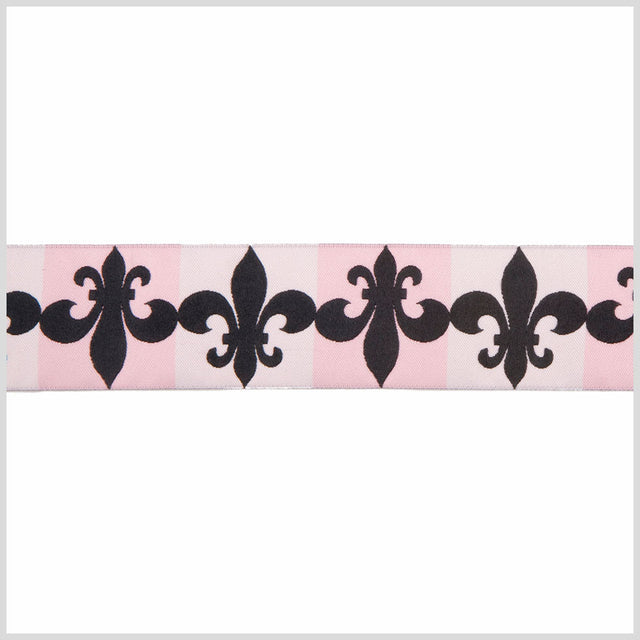 1.5" Baby Pink/Black French Jacquard Ribbon