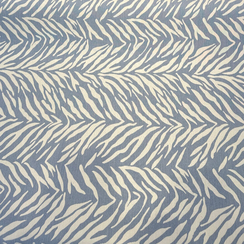 Sunbrella Veranda Sky Blue Reversible Outdoor Performance Acrylic Fabric - Sky Blue And White Zebra Pattern, 54" Width (By The Yard)