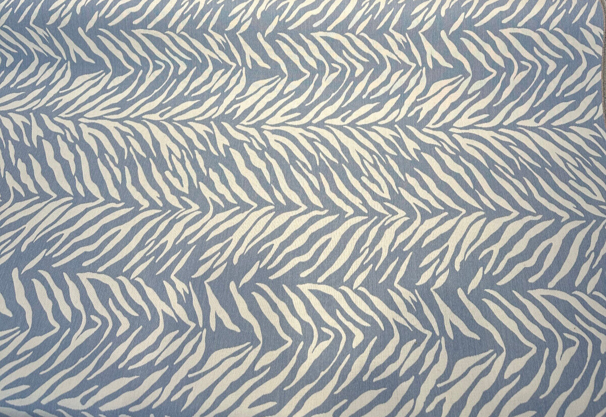 Sunbrella Veranda Sky Blue Reversible Outdoor Performance Acrylic Fabric - Sky Blue And White Zebra Pattern, 54" Width (By The Yard)