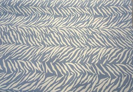 Sunbrella Veranda Sky Blue Reversible Outdoor Performance Acrylic Fabric - Sky Blue And White Zebra Pattern, 54" Width (By The Yard)
