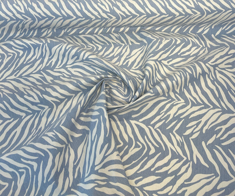 Sunbrella Veranda Sky Blue Reversible Outdoor Performance Acrylic Fabric - Sky Blue And White Zebra Pattern, 54" Width (By The Yard)
