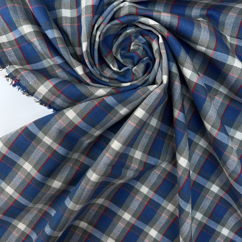 Cotton Tweed Gray-Blue Checked