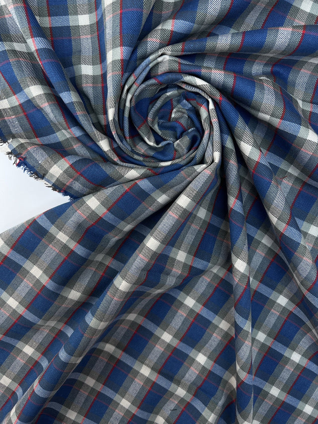 Cotton Tweed Gray-Blue Checked
