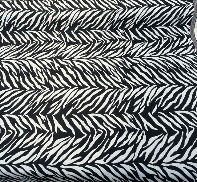 Sunbrella Veranda Black Reversible Outdoor Performance Acrylic Fabric - Black And White Zebra-Like Pattern, 54" Width (By The Yard)