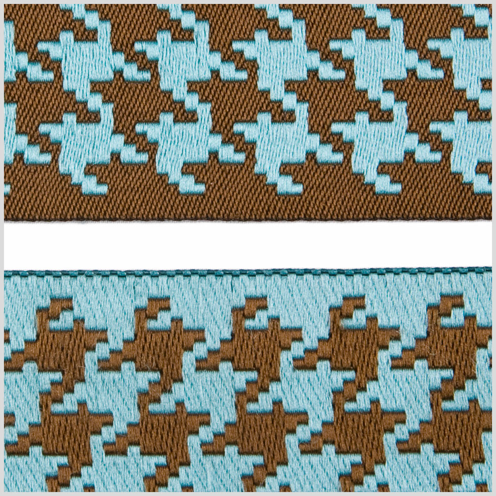 1.5" Brown/Turquoise French Jacquard Ribbon