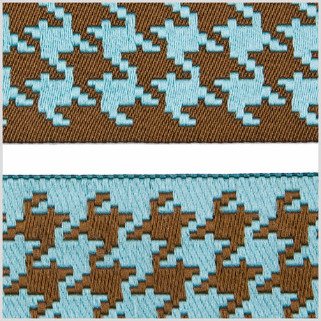 1.5" Brown/Turquoise French Jacquard Ribbon