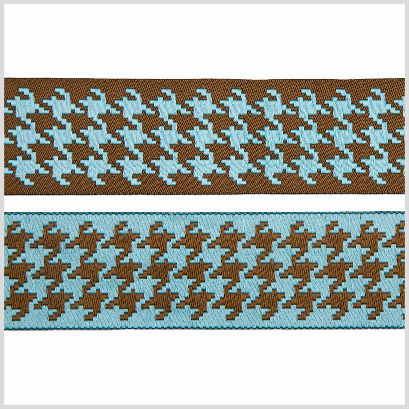 1.5" Brown/Turquoise French Jacquard Ribbon