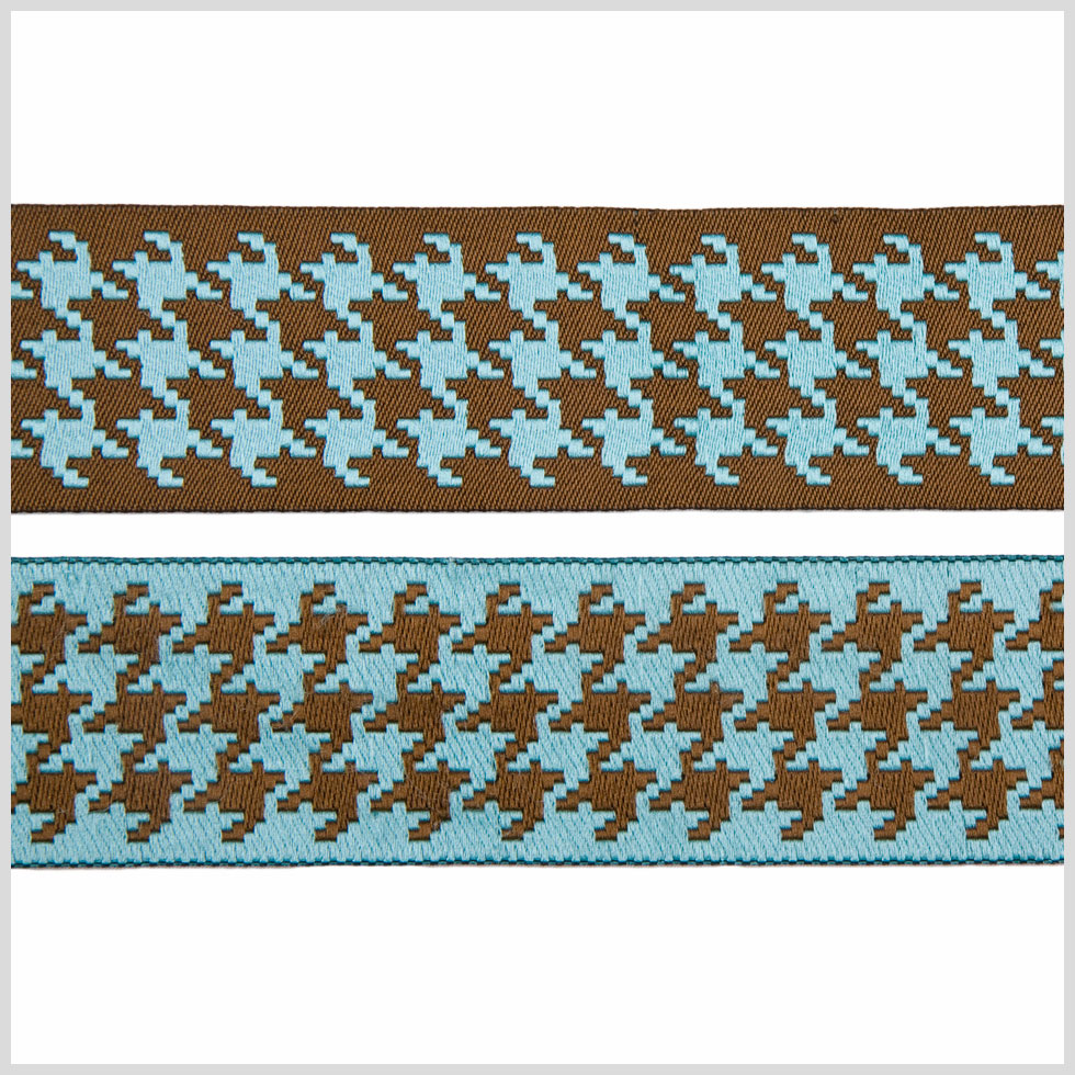 1.5" Brown/Turquoise French Jacquard Ribbon