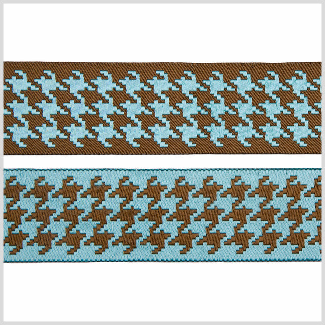 1.5" Brown/Turquoise French Jacquard Ribbon