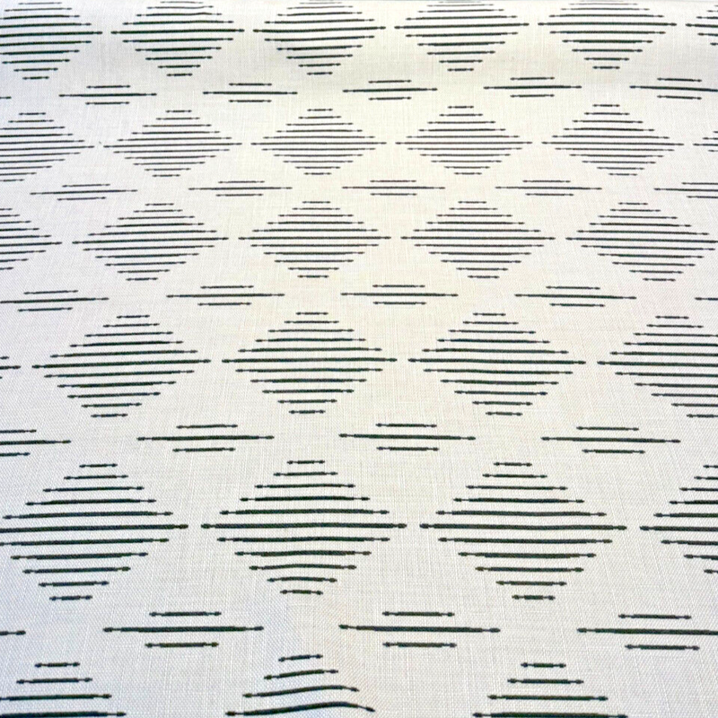 Sunbrella Spinner Diamond Onyx Black Acrylic Fabric - Black And Ivory Off-White Diamond Pattern, 54" Width (1 Yard)