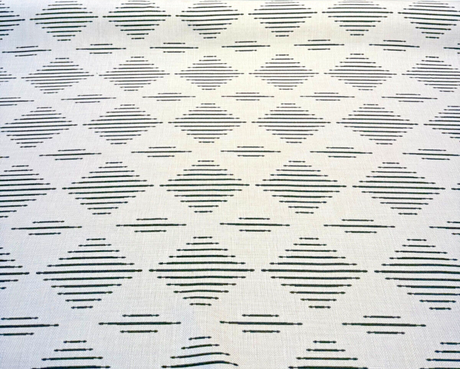 Sunbrella Spinner Diamond Onyx Black Acrylic Fabric - Black And Ivory Off-White Diamond Pattern, 54" Width (1 Yard)