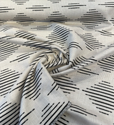 Sunbrella Spinner Diamond Onyx Black Acrylic Fabric - Black And Ivory Off-White Diamond Pattern, 54" Width (1 Yard)