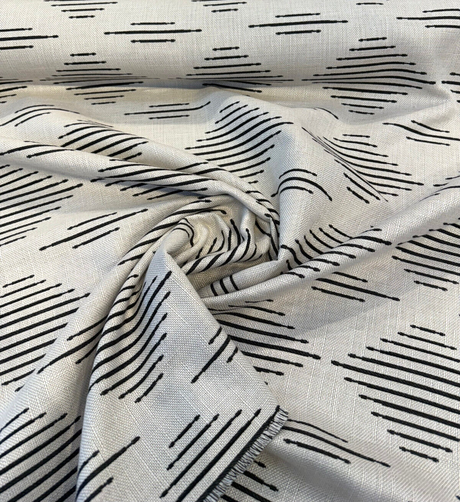 Sunbrella Spinner Diamond Onyx Black Acrylic Fabric - Black And Ivory Off-White Diamond Pattern, 54" Width (1 Yard)