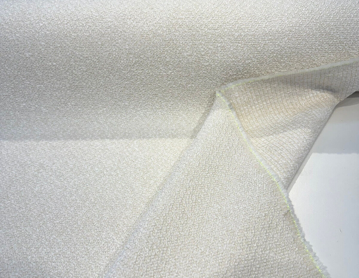 Awassi Oat Boucle Beaulieu Cream Belgian Upholstery Fabric - Oat Cream, Textured Boucle Weave, 56" Width (1 Yard)