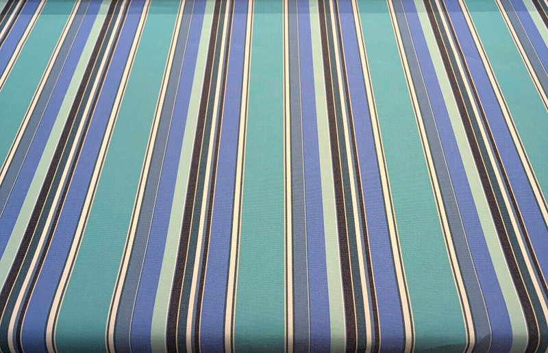 Sunbrella Stripe Dolce Oasis Blue Teal Acrylic Fabric - Blue Teal Asymmetrical Stripe, 54" Width (1 Yard)