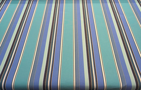 Sunbrella Stripe Dolce Oasis Blue Teal Acrylic Fabric - Blue Teal Asymmetrical Stripe, 54" Width (1 Yard)