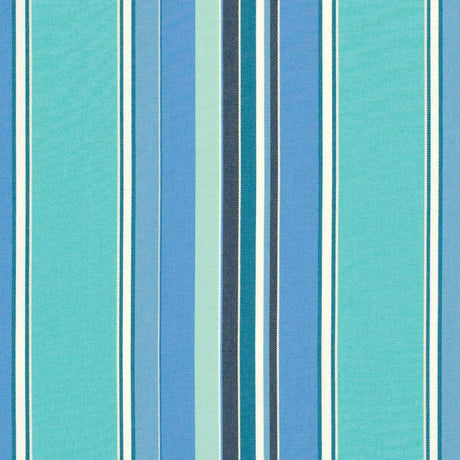 Sunbrella Stripe Dolce Oasis Blue Teal Acrylic Fabric - Blue Teal Asymmetrical Stripe, 54" Width (1 Yard)