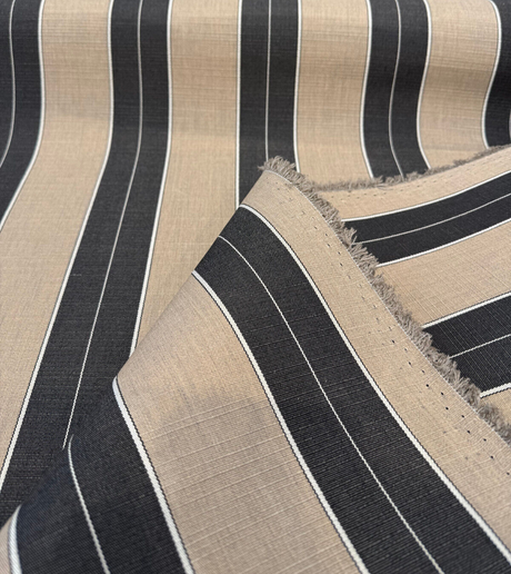 Sunbrella Stripe Berenson Tuxedo Black Acrylic Fabric - Black And White Stripe, 54" Width (1 Yard)