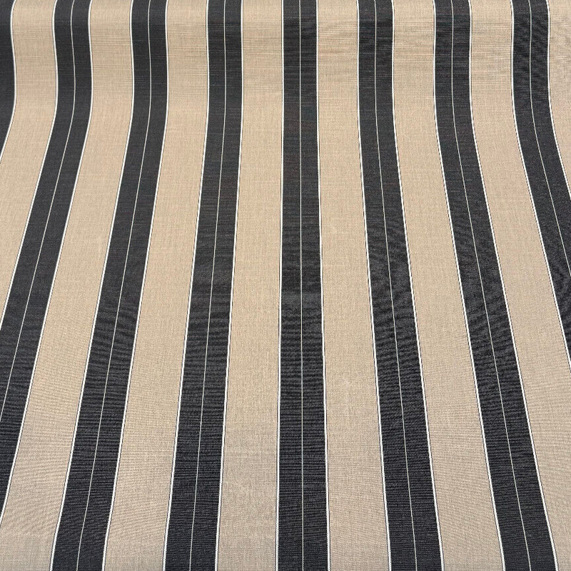 Sunbrella Stripe Berenson Tuxedo Black Acrylic Fabric - Black And White Stripe, 54" Width (1 Yard)