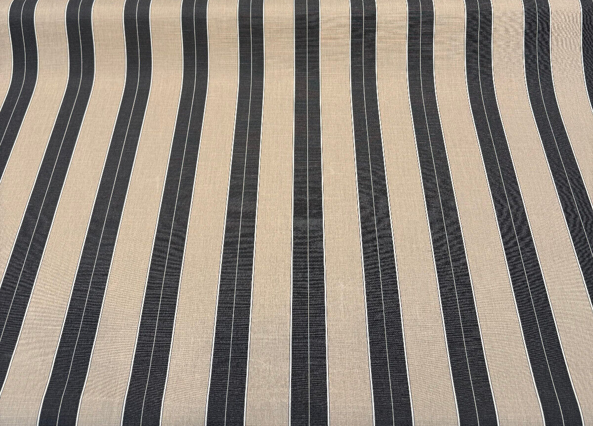 Sunbrella Stripe Berenson Tuxedo Black Acrylic Fabric - Black And White Stripe, 54" Width (1 Yard)