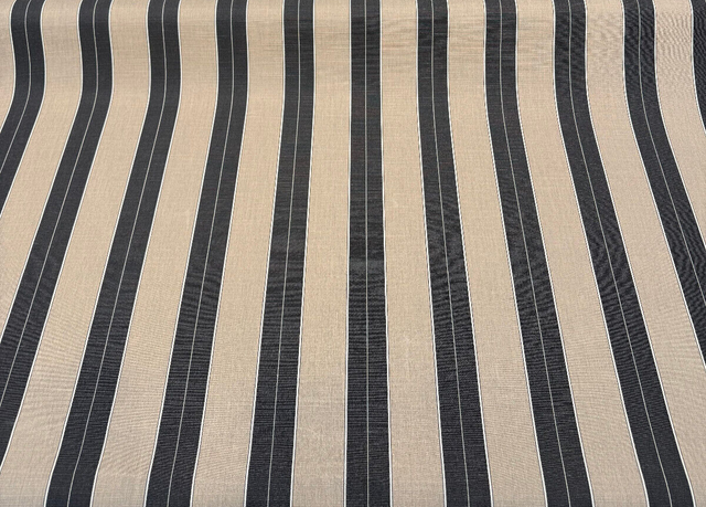 Sunbrella Stripe Berenson Tuxedo Black Acrylic Fabric - Black And White Stripe, 54" Width (1 Yard)