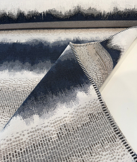 Sunbrella Drifting Indigo Blue Stripe Solution-Dyed Acrylic Fabric - Indigo Blue/White Ombre Stripe, 56" Width, 14" Repeat (1 Yard)