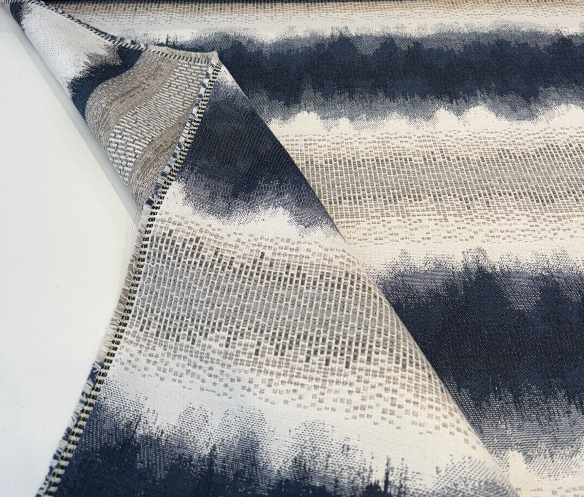Sunbrella Drifting Indigo Blue Stripe Solution-Dyed Acrylic Fabric - Indigo Blue/White Ombre Stripe, 56" Width, 14" Repeat (1 Yard)