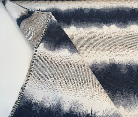 Sunbrella Drifting Indigo Blue Stripe Solution-Dyed Acrylic Fabric - Indigo Blue/White Ombre Stripe, 56" Width, 14" Repeat (1 Yard)