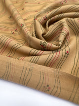 Printed Wool Fabric Brown Beige Stripes