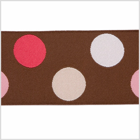 Chocolate/Fuchsia/Baby Pink/White/Cream French Jacquard Ribbon