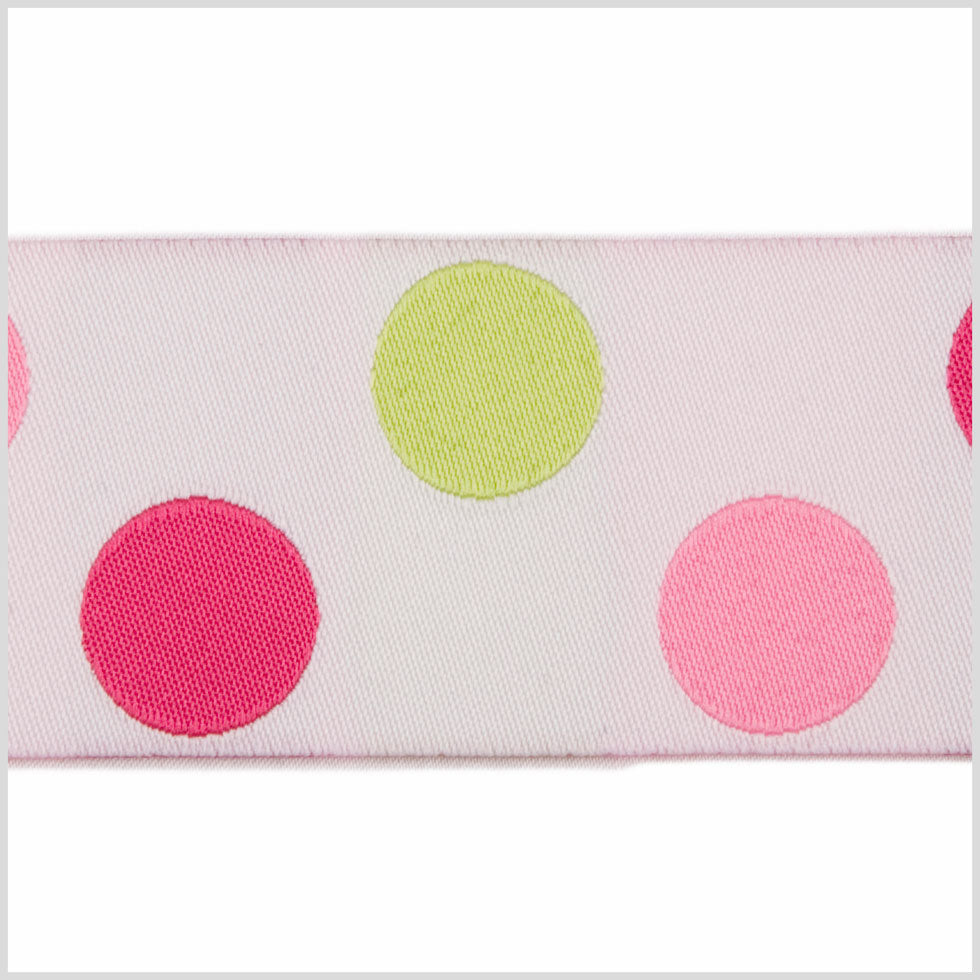 White/Fuchsia/Green/Pink French Jacquard Ribbon