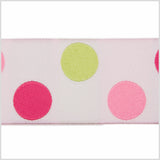 White/Fuchsia/Green/Pink French Jacquard Ribbon