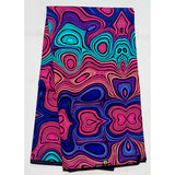 African Print Ankara Cotton Fabric - Pink, Purple, Turquoise, Blue Kilima Reverb Design, 46" Width (1 Yard)