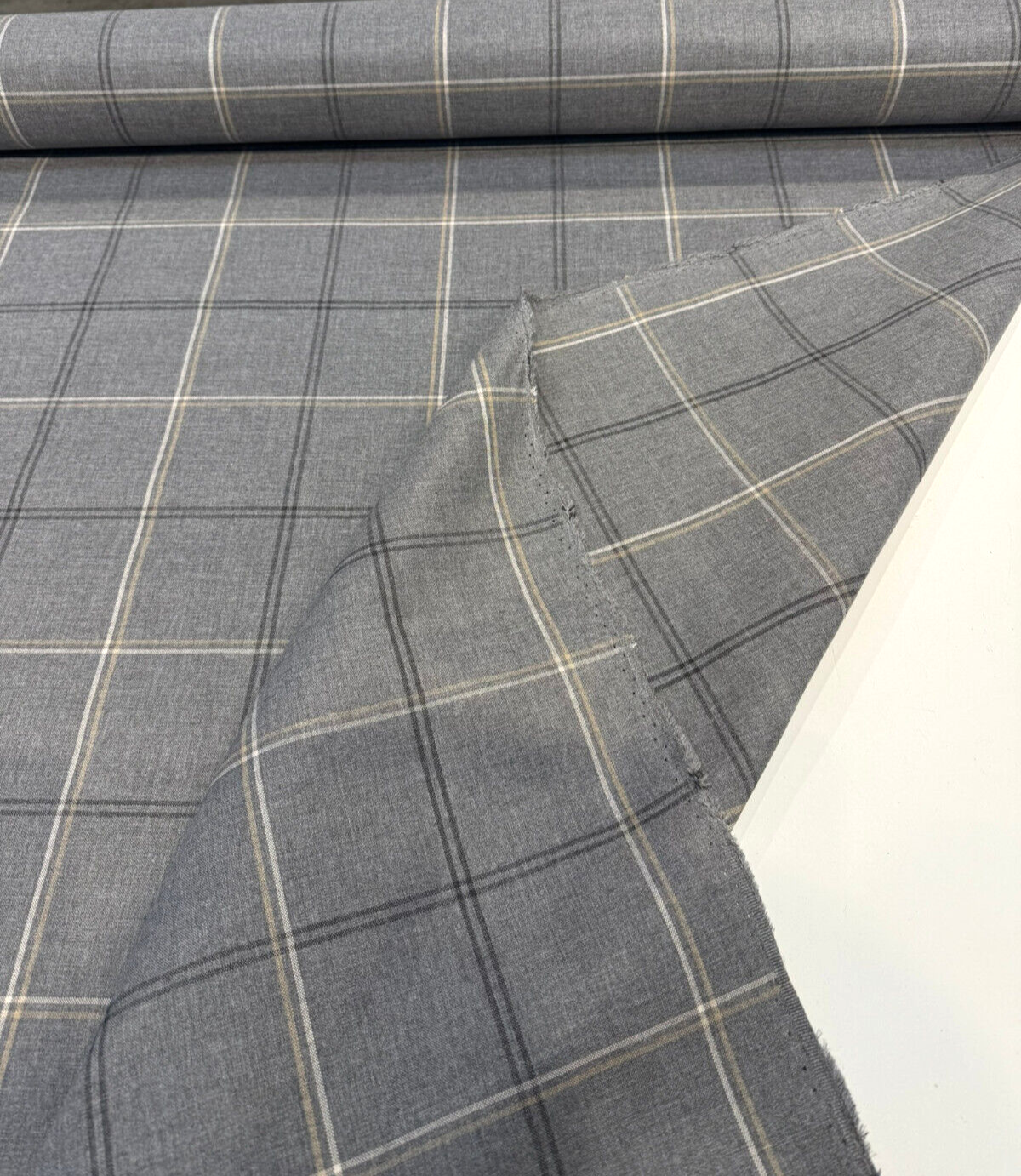 Sunbrella Paradigm Solution Dyed Acrylic Fabric - Stone Gray Plaid, 54" Width (1 Yard)