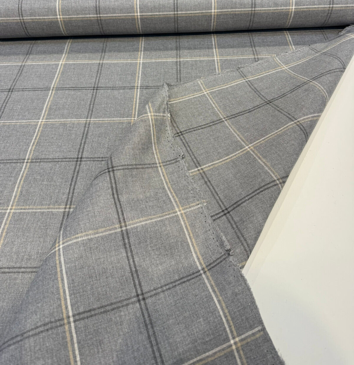 Sunbrella Paradigm Solution Dyed Acrylic Fabric - Stone Gray Plaid, 54" Width (1 Yard)