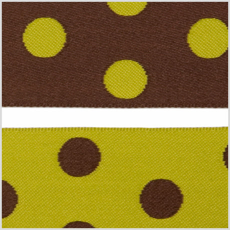 Brown/Green French Jacquard Ribbon