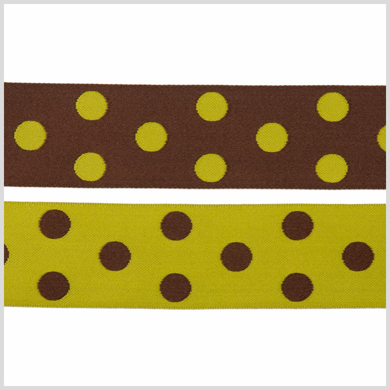 Brown/Green French Jacquard Ribbon