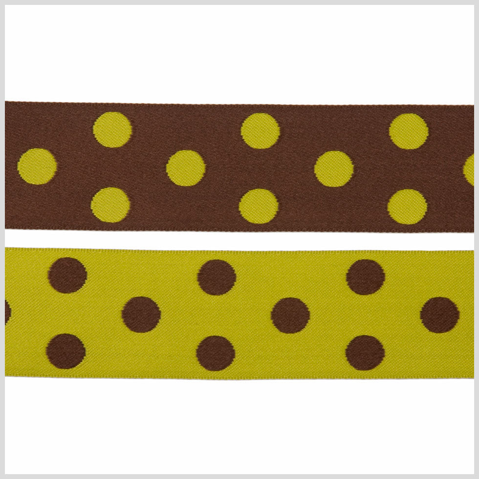 Brown/Green French Jacquard Ribbon