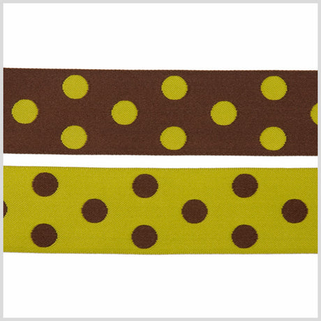 Brown/Green French Jacquard Ribbon
