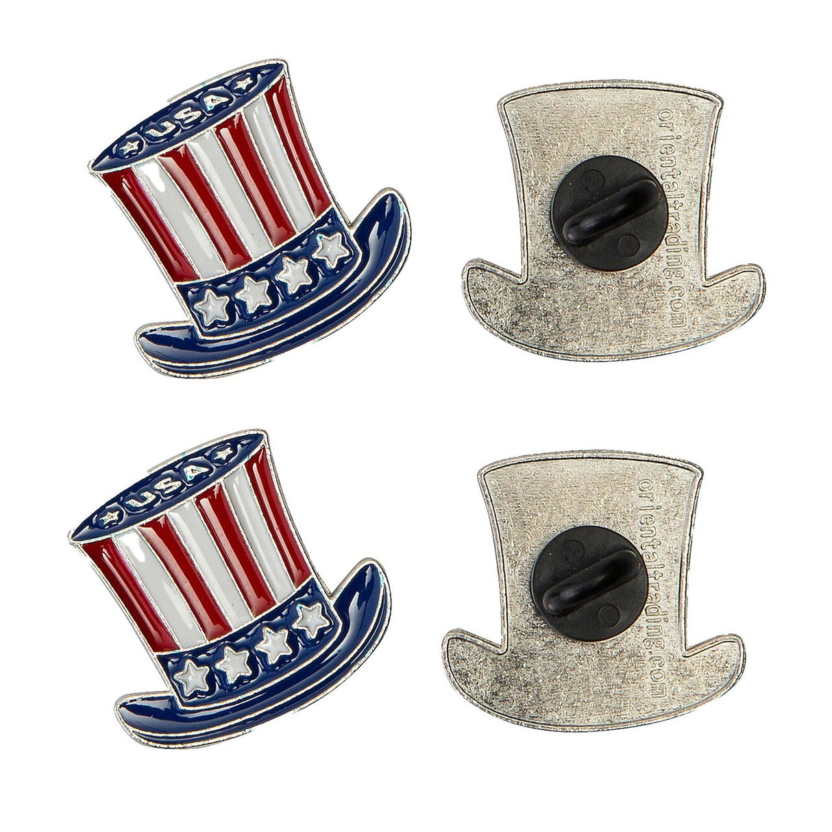 1" Patriotic Uncle Sam Hat-Shaped Metal Pins 12 Pc.