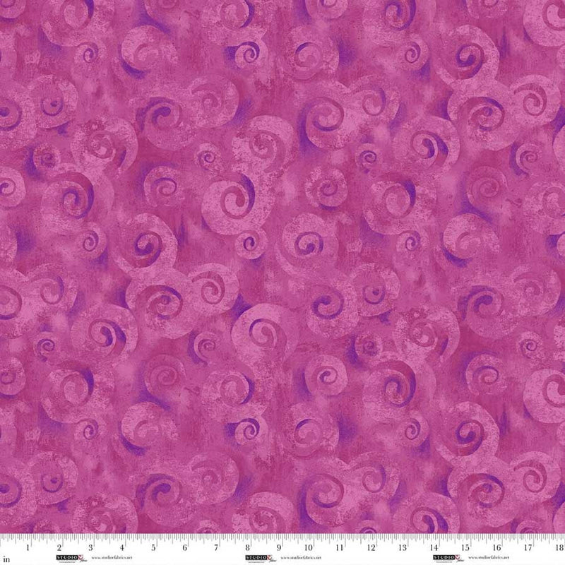 Cotton Wideback Fabric Spiral Storm Orchid 118"