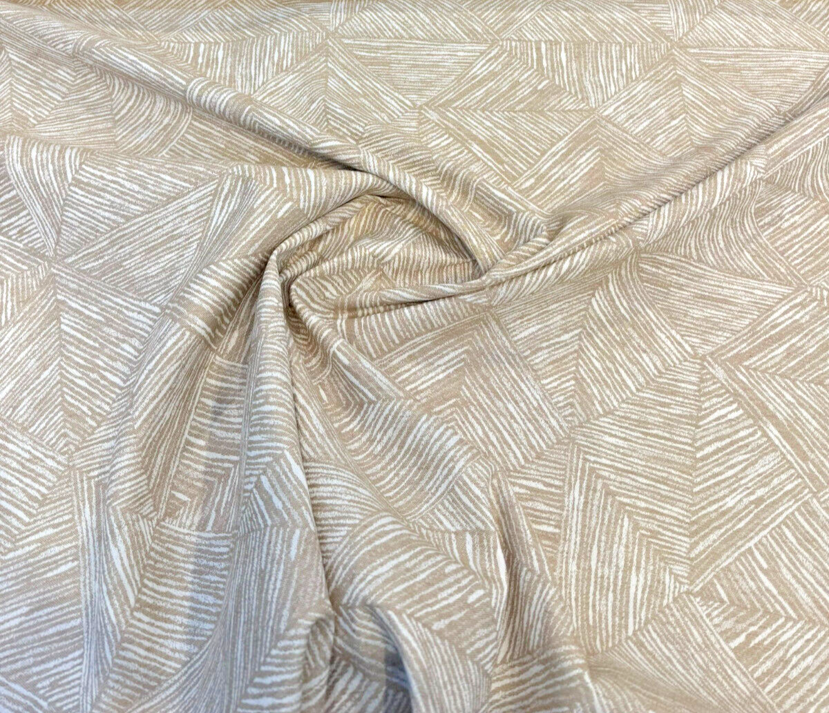Sunbrella Etch Camel Solution Dyed Acrylic Fabric - Camel And Off White Geometric, 54" Width (By The Yard)